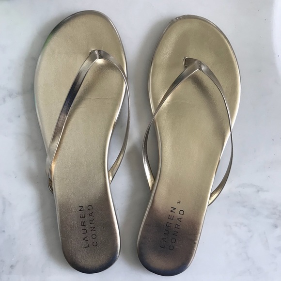 lauren conrad gold flip flops